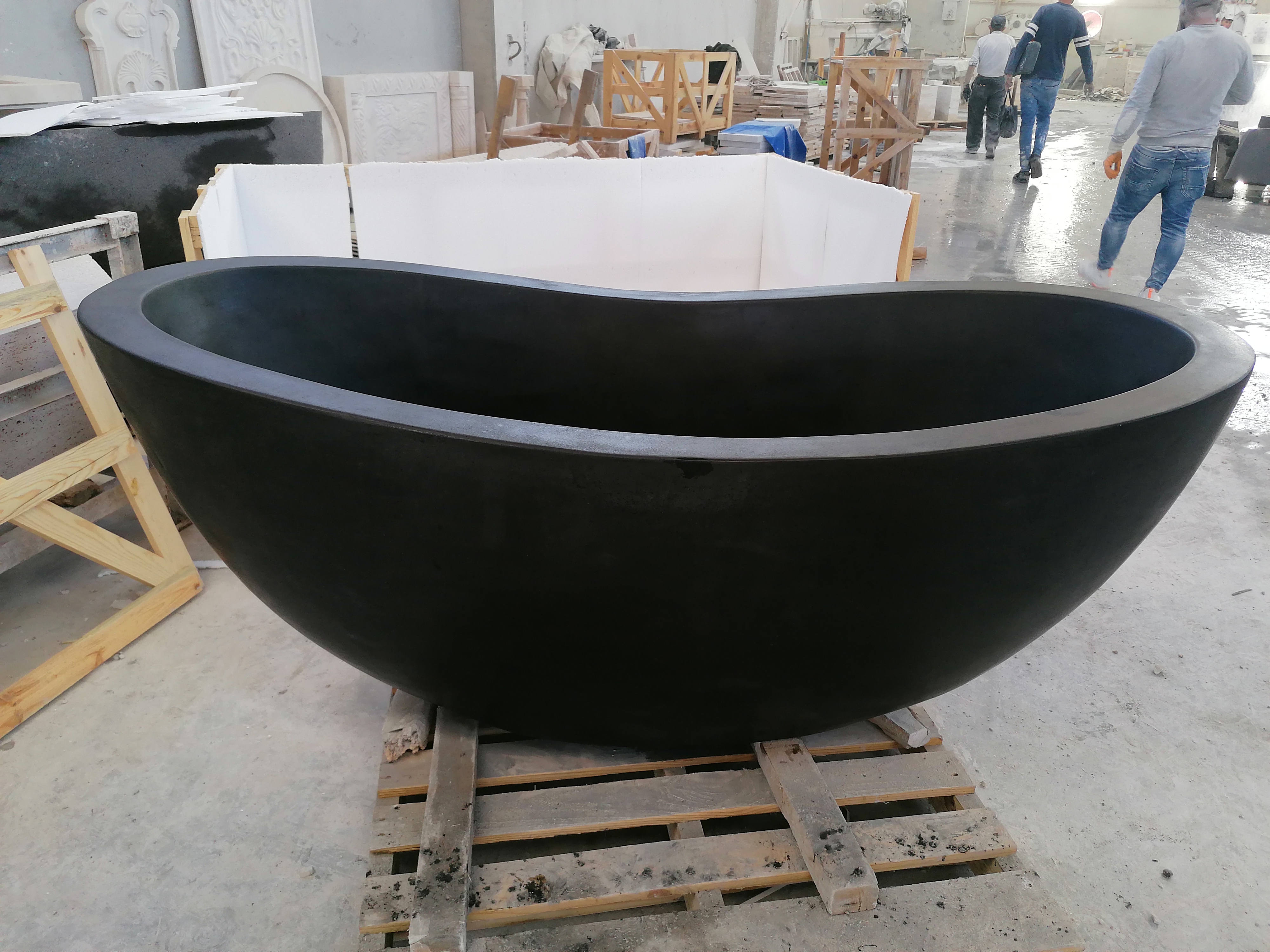 hand carved black marble bath